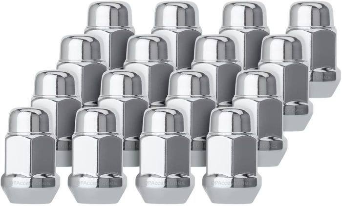 set of shiny silver lug nuts