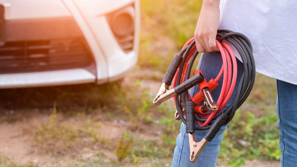 Jumper cables for a car