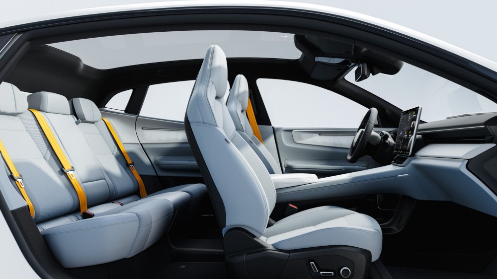 Polestar 4 roomy interior and rear seats.