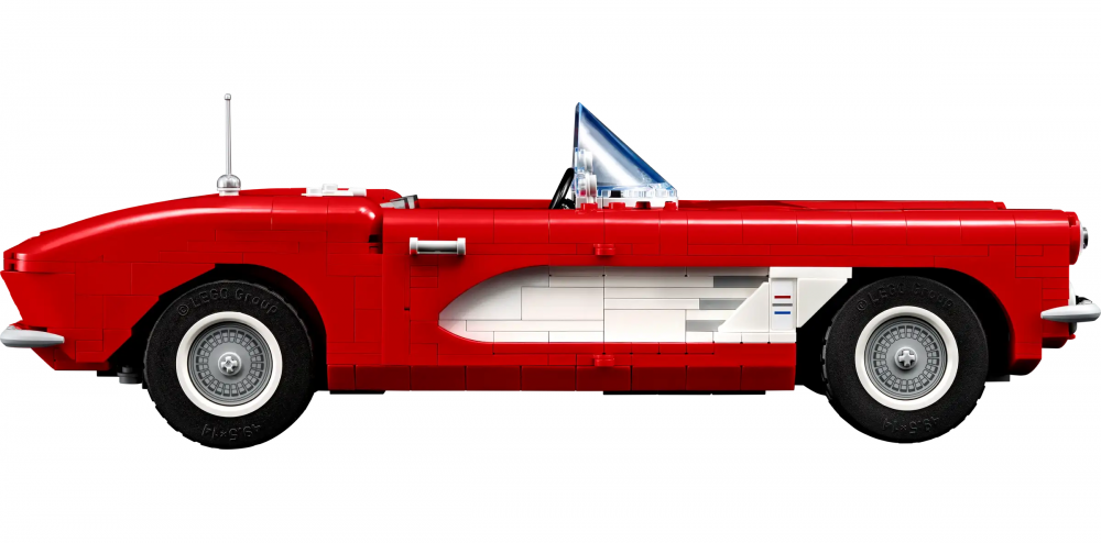 Side profile of LEGO 1961 Corvette.